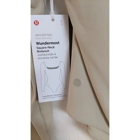 NWT~Lululemon Wundermost Square Neck Super-Soft Nulu Bodysuit in Riverstone LG - Picture 4 of 7
